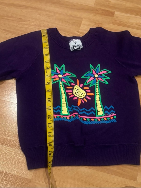 Vintage Lee Made in USA Purple  Palm Tree Graphic Sweatshirt - Picture 6 of 7